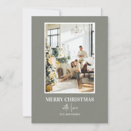 Tarjeta Festiva Simple Sage Green Christmas Photo