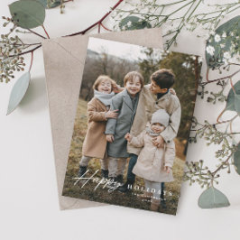 Tarjeta Festiva Simple Script 3 Photo Happy