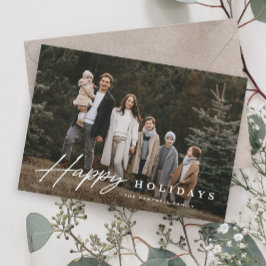 Tarjeta Festiva Simple Script 3 Photo Happy