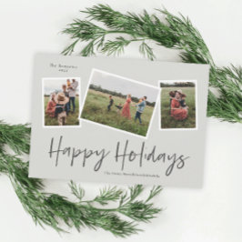 Tarjeta Festiva Simple Script Felices Fiestas 3 Foto Collage