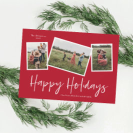 Tarjeta Festiva Simple Script Felices Fiestas 3 Foto Collage