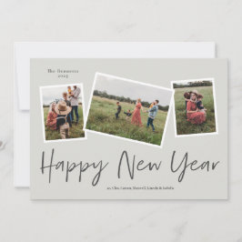 Tarjeta Festiva Simple Script Feliz Año Nuevo 3 Fotografía Colage