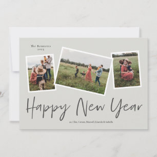 Tarjeta Festiva Simple Script Feliz Año Nuevo 3 Fotografía Colage