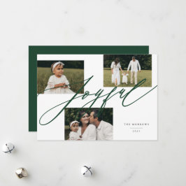 Tarjeta Festiva Simple Script Saludo Alegre Foto Verde