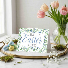 Tarjeta Festiva Simple Spring Blueberries Feliz Pascua