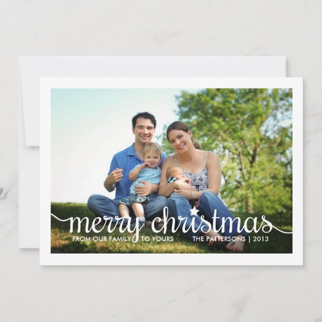 Tarjeta Festiva Simple Star Merry Christmas Two Photo Holiday Card (Anverso)