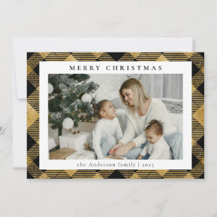 Tarjeta Festiva Simple Tartán moderno Navidades de fotografía
