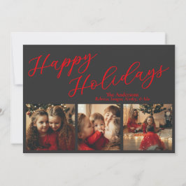 Tarjeta Festiva Simple Three Photo Holiday Card