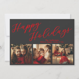 Tarjeta Festiva Simple Three Photo Holiday Card