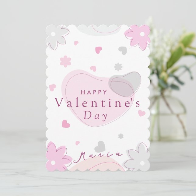 Tarjeta Festiva Simple Valentine's Day Card (Anverso de pie)