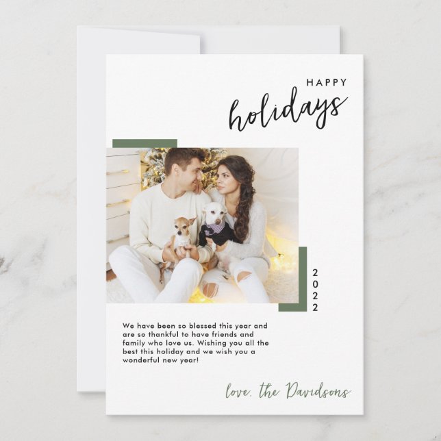 Tarjeta Festiva Simple Viñyard Green Photo Happy (Anverso)