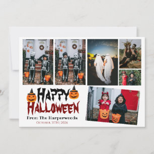 Tarjeta Festiva Simple Wood Spooky Photo Happy Halloween