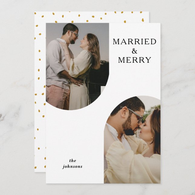 Tarjeta Festiva Simple y moderna foto de dos arcos (Anverso / Reverso)