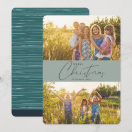 Tarjeta Festiva Simple y moderna Fotos de escritura verde navideña