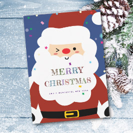 Tarjeta Festiva Simple y moderno Whimsical Cute Santa Merry Navida
