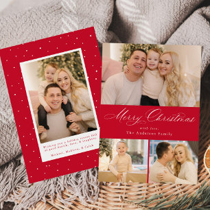 Tarjeta Festiva Simplemente Elegante Merry Christmas Script Rojo 4