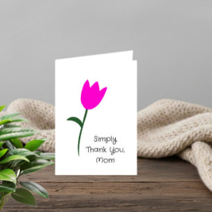 Tarjeta Festiva Simplemente Gracias, Mamá – Tulipán Rosa