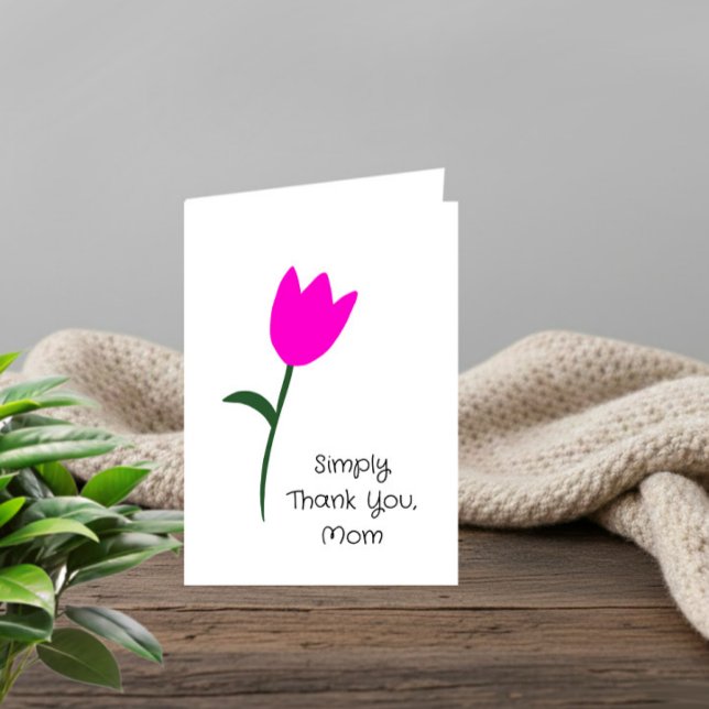 Tarjeta Festiva Simplemente Gracias, Mamá – Tulipán Rosa (Subido por el creador)