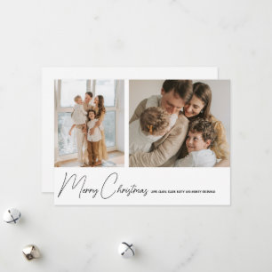 Tarjeta Festiva Simplemente moderno Merry Christmas Script 2 Photo