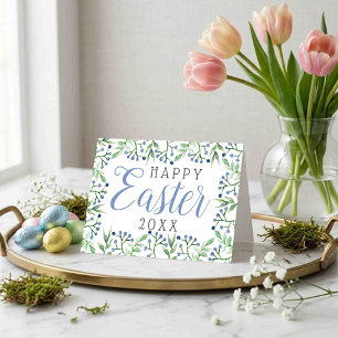 Tarjeta Festiva Simples Arándanos de Primavera Feliz Pascua