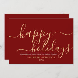 Tarjeta Festiva SimpleScript Happy Holidays Business Corporate Red