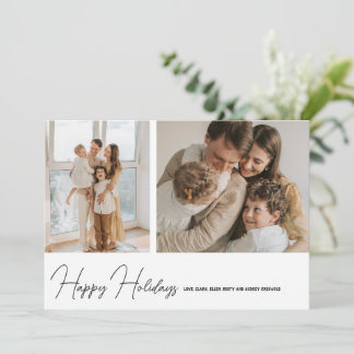 Tarjeta Festiva Simply Modern Happy Holidays Script 2 Photo