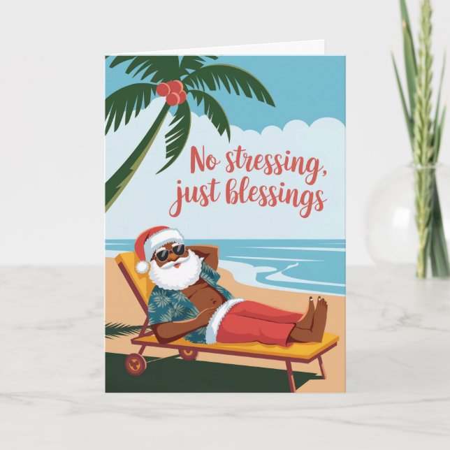 Tarjeta Festiva Sin estrés, sólo bendiciones | Papá Noel (Anverso)