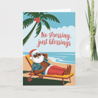 Tarjeta Festiva Sin estrés, sólo bendiciones | Papá Noel