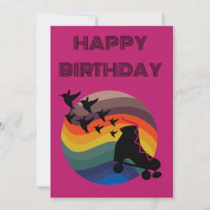 Tarjeta Festiva Sin patinaje retro