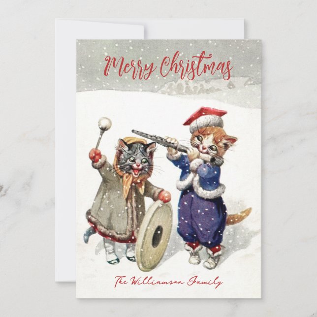 Tarjeta Festiva Singing Cats Jolly Whishes Christmas Holiday Card (Anverso)
