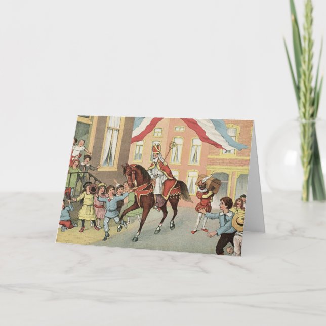 Tarjeta Festiva Sinterklaas Dutch St. Nick Vintage (Anverso)