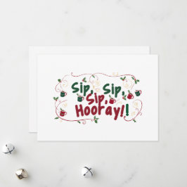 Tarjeta Festiva Sip, Sip, Hooray!, diseño de reunión de vacaciones