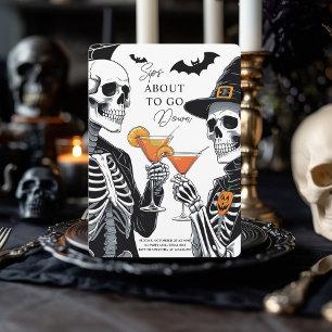Tarjeta Festiva Sips a punto de bajar   Skeleton Halloween