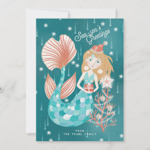 Tarjeta Festiva Sirena de saludos de temporada