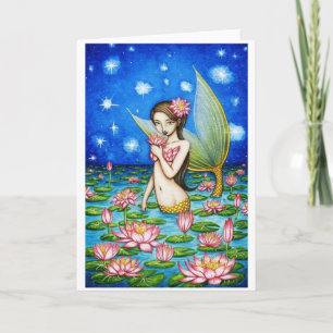 Tarjeta Festiva Sirena del lirio de la luz de las estrellas