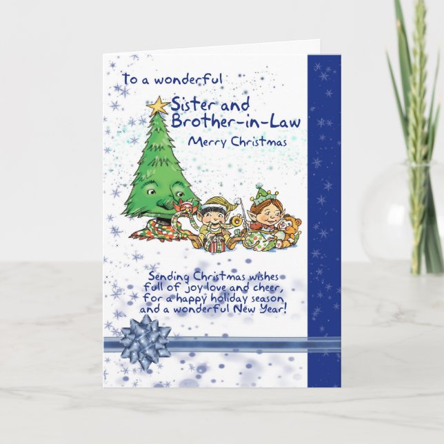 Tarjeta Festiva Sister And Brother-in-Law Christmas Card With Elve (Anverso)