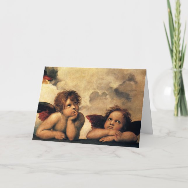Tarjeta Festiva Sistine Madonna Angels por Raphael Sanzio (Anverso)