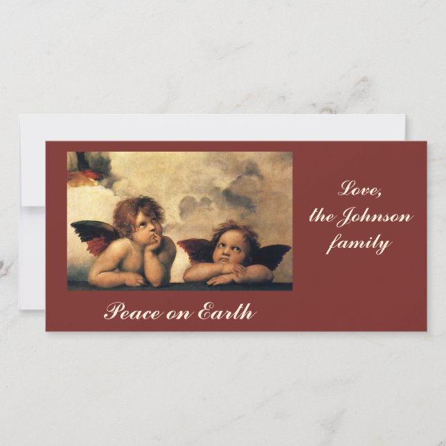 Tarjeta Festiva Sistine Madonna Angels por Raphael Sanzio (Anverso)
