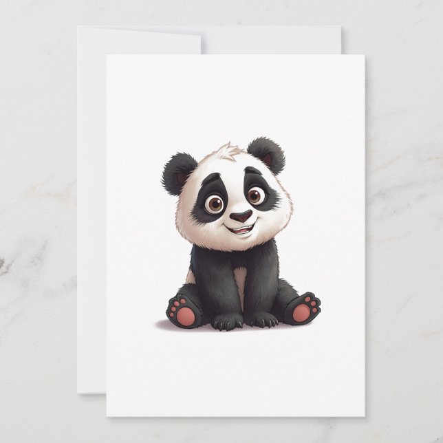 Tarjeta Festiva Sitting Panda Bear Cartoon Illustration Artwork (Anverso)