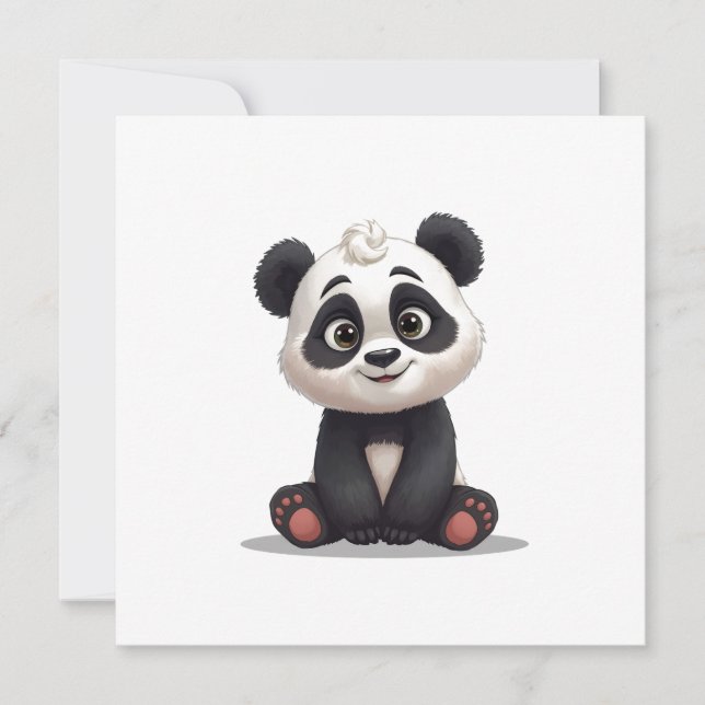 Tarjeta Festiva Sitting Panda Bear Cartoon Illustration Artwork (Anverso)