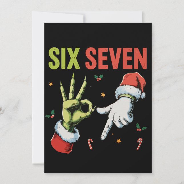 Tarjeta Festiva Six Seven 6 7 67 Meme Christmas Funny Xmas Santa (Anverso)