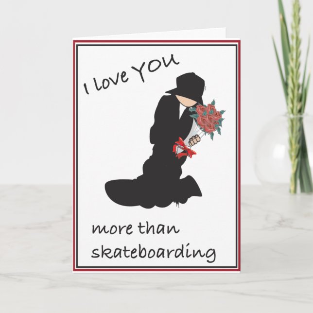 Tarjeta Festiva Skateboarding Valentine (Anverso)