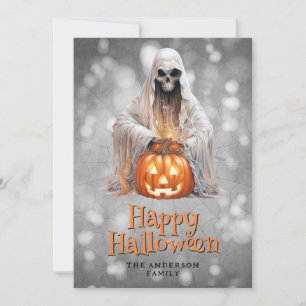 Tarjeta Festiva Skeleton Ghost Jack OHappy Halloween