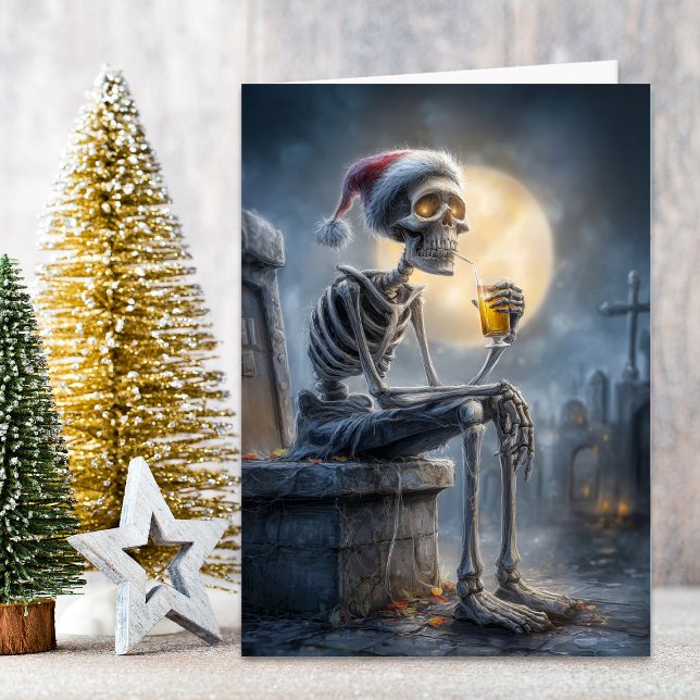 Tarjeta Festiva Skeleton Santa (Subido por el creador)
