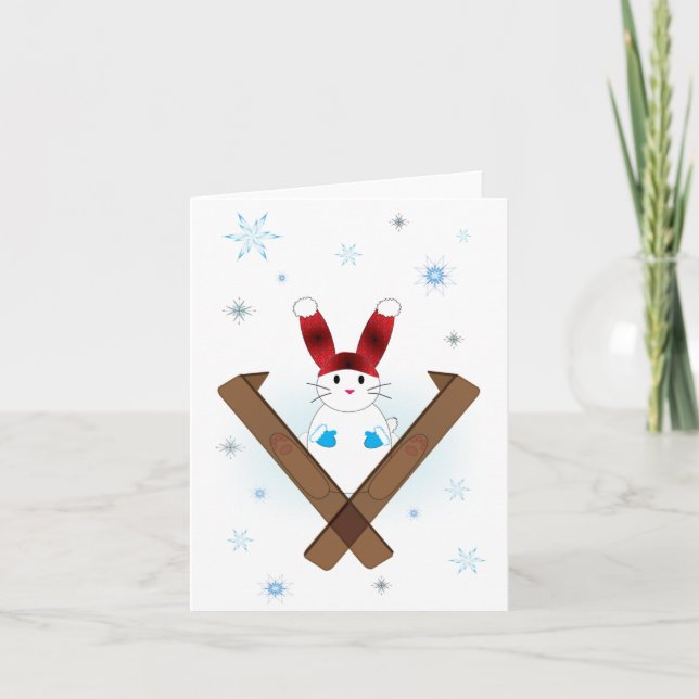 Tarjeta Festiva Ski Bunny (Anverso)