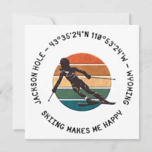 Tarjeta Festiva Ski Jackson Hole, Wyoming - Esquiadora En Blanco