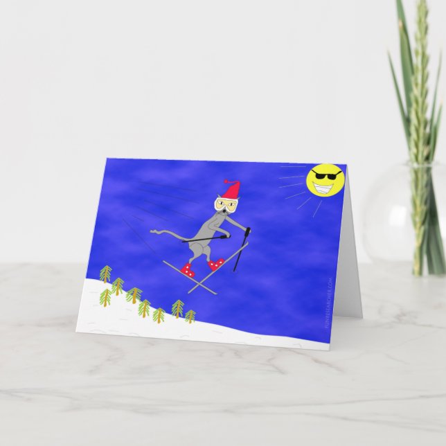 Tarjeta Festiva Ski Kitty se vuelve un gran aire (Anverso)
