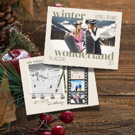 Tarjeta Festiva Ski Theme Winter Wonderland Christmas Photo 