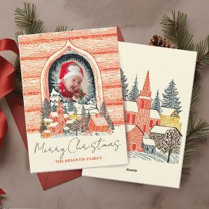 Tarjeta Festiva Ski Village Resort Town One Photo Navidades