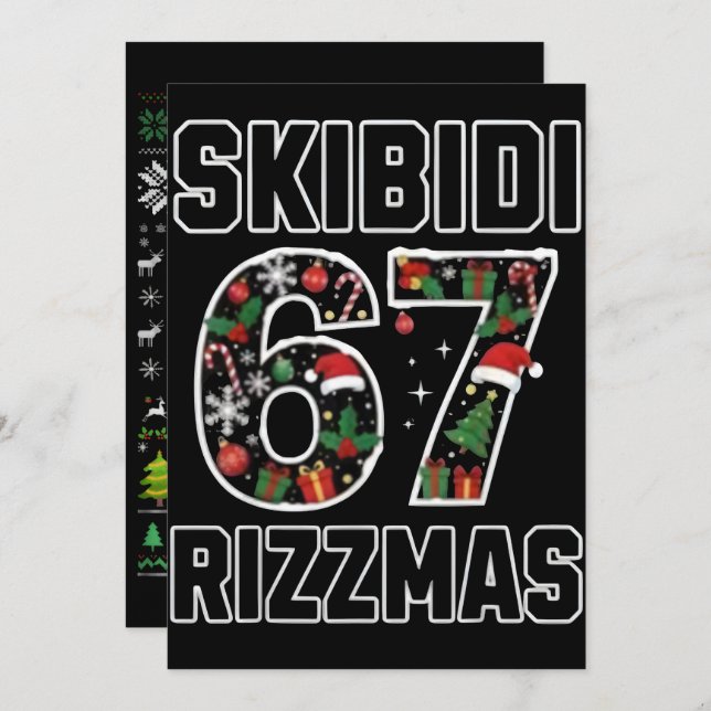Tarjeta Festiva Skibidi Six Seven Rizzmas Funny Christmas 2025 Mem (Anverso / Reverso)